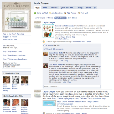 Layla Grayce's Facebook fan page.