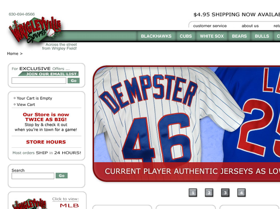 Wrigleyville Sports' home page.