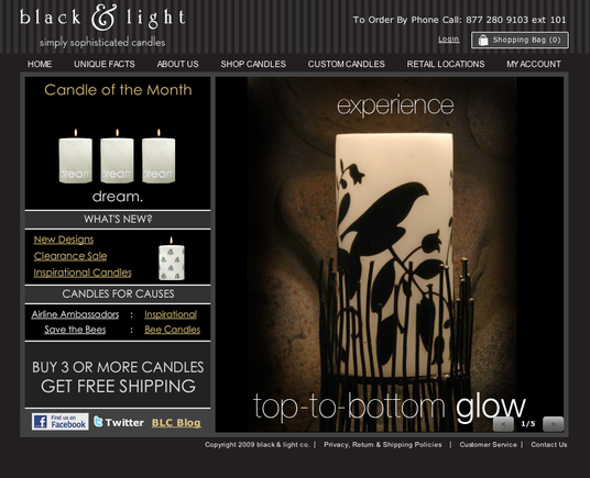 Black & Light home page.