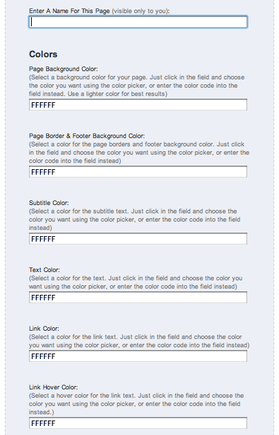 Fanpage Engine page color options.