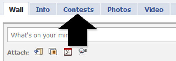Wildfire Interactive's "Contest" tab on a Facebook Fan page.