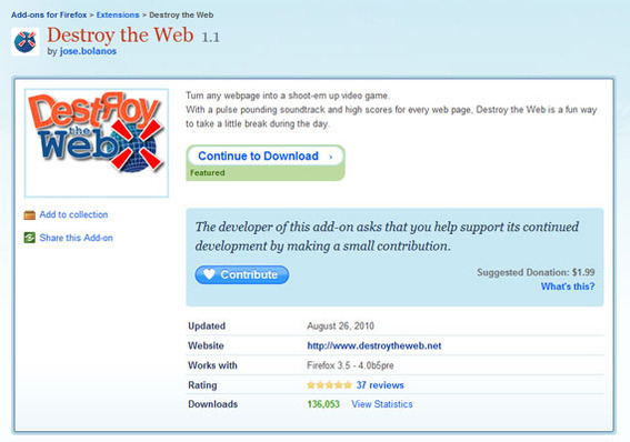 Destroy the Web download page.