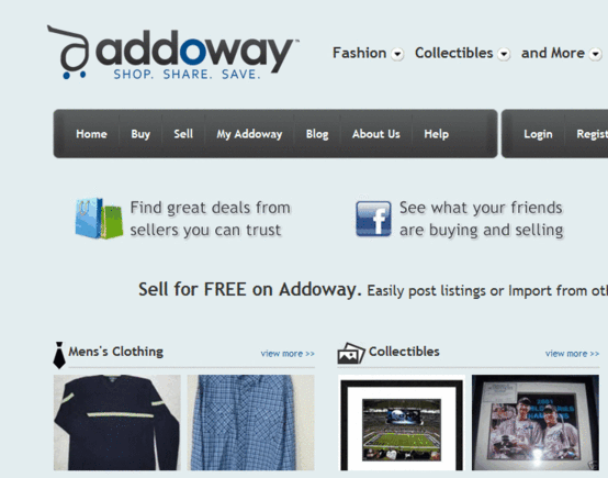 Addoway home page.