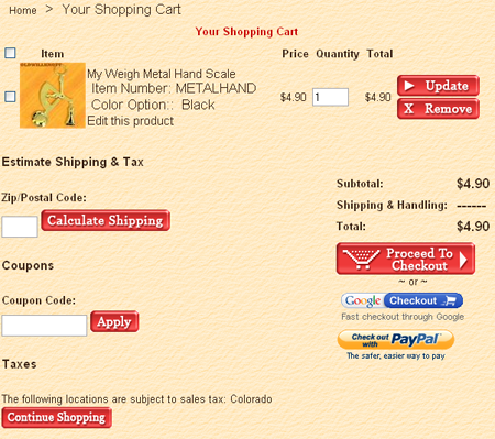 Sample checkout page.