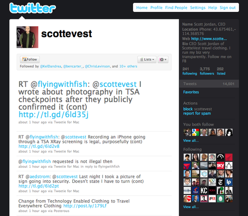 Scottevest's Twitter page.