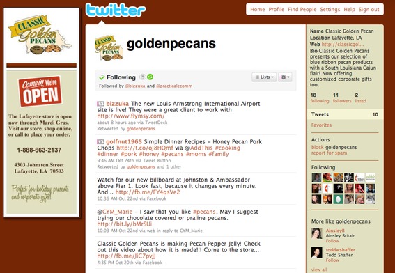 Classic Golden Pecans' Twitter page.