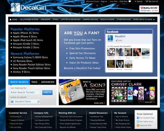 DecalGirl home page.