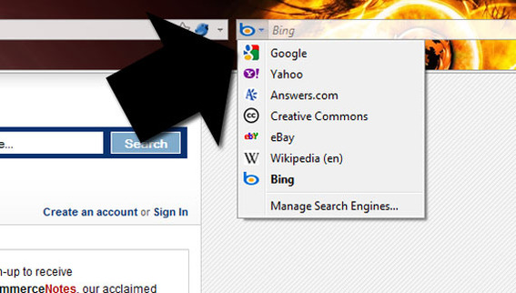 Firefox has a search engine menu.