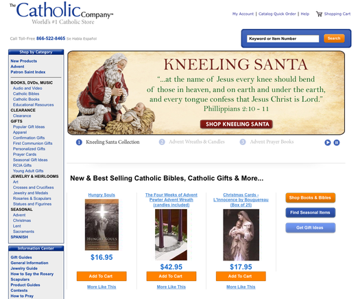 The Catholic Company home page from a desktop browser.