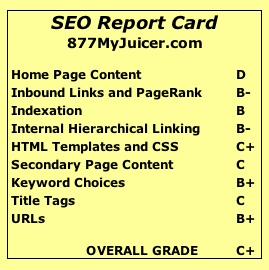 SEO report card for 877MyJuicer.com