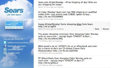 Sears' Cyber Monday promotions,  on Twitter.