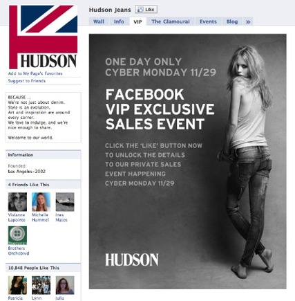 Hudson Jeans' Cyber Monday promotion on Facebook.