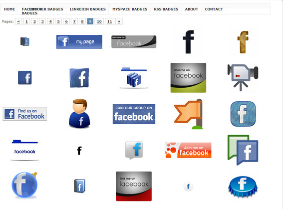 Samples of Facebook badges available on Coolbadge.org.