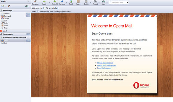 Opera Mail allows each message to be seen in a browser tab.