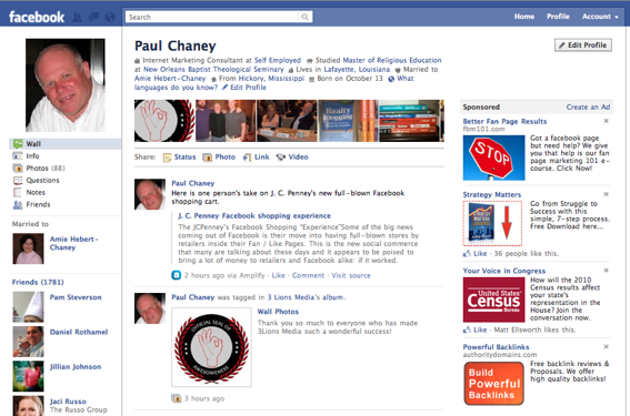 New Facebook Profile layout integrates ads.