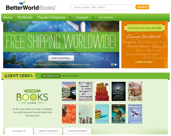 BetterWorldBooks.com home page.