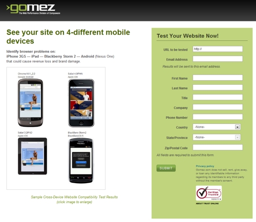 mobile compatible website test