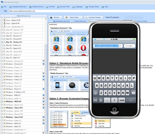 Multi-Browser Viewer iPhone emulator.