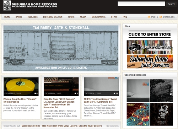 Suburban Home Records home page.