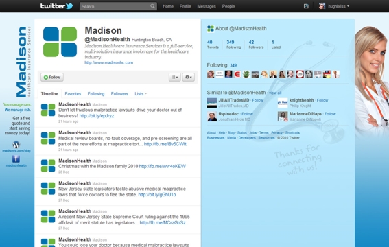 Example 1: Twitter background for MadisonHealth.