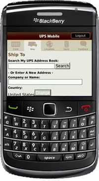 UPS Mobile on BlackBerry.