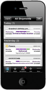 FedEx Mobile on iPhone.