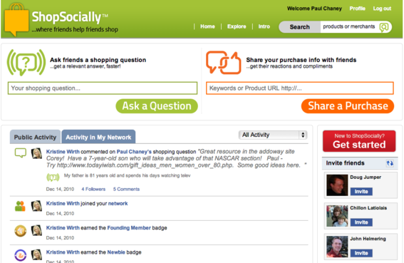 ShopSocial.ly is a shopping recommendation engine.