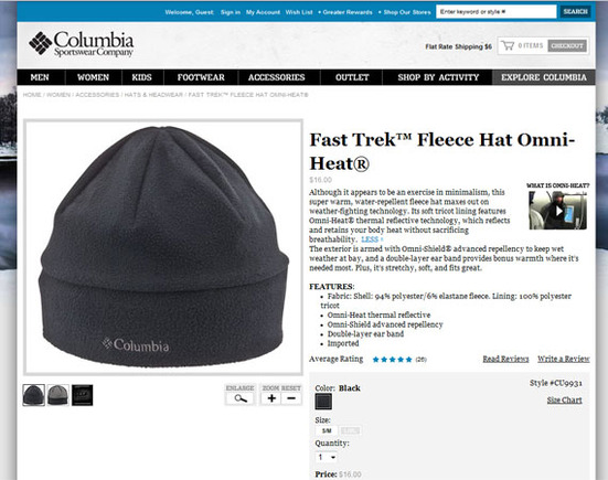 Columbia Sportswear Company is willing to invest in product descriptions.