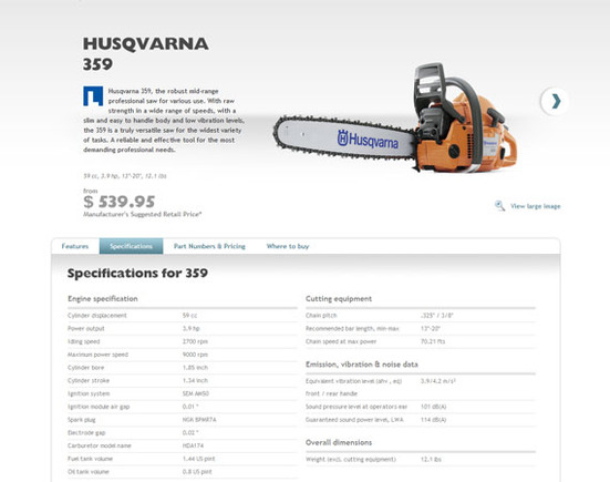 Husqvarna goes out of its way to provide detailed product descriptions.