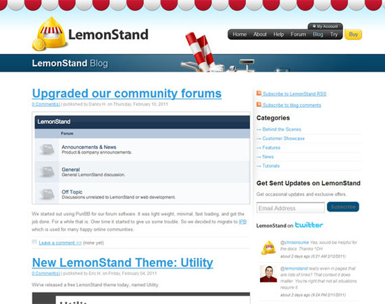 LemonStand's blog serves as the center of the company's marketing and customer interaction.