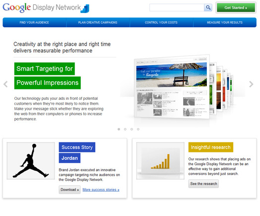 Google Display Network home page.