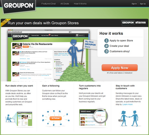 Groupon Stores home page.
