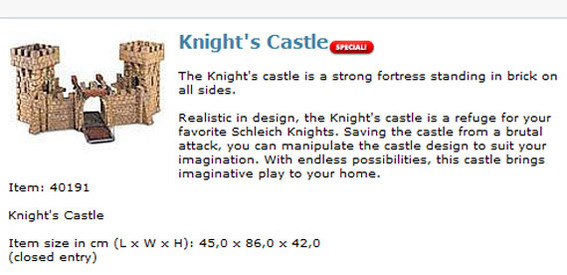 Approximately 195 online merchants copy the castle's description exactly from the manufacturer's site.