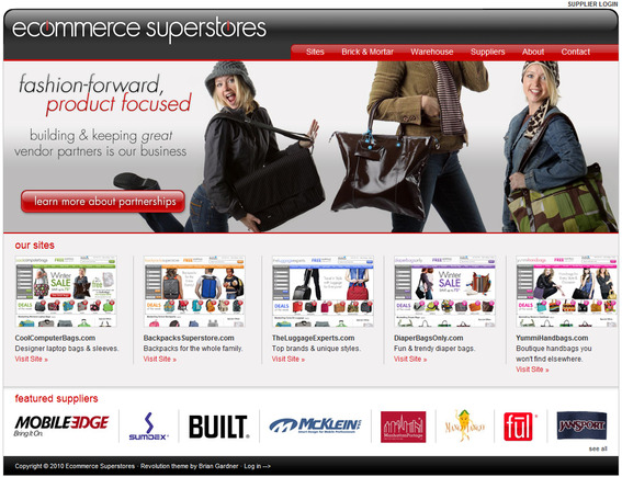 EcommerceSuperstores.com home page.
