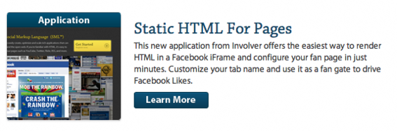 Involver calls its iframe app tool Static HTML.