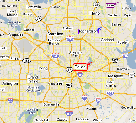 Easy access from Richardson to Dallas; not so much from Parker to Dallas.