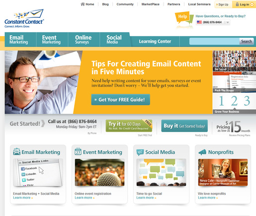 ConstantContact is a popular self-service email provider.