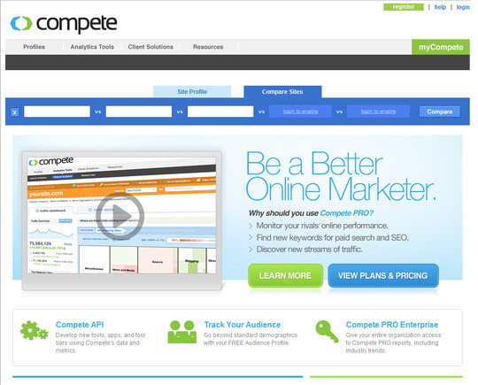 Compete home page.