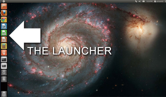 Ubuntu 11.04's Unity desktop includes a full-featured task bar called 'The launcher.'