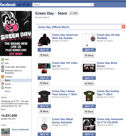 Green Day Facebook store.