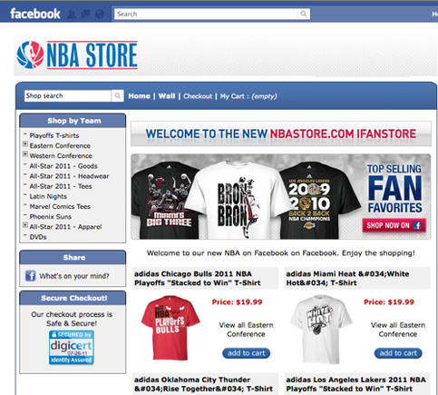 NBA Facebook store.