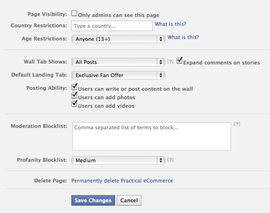 Facebook provides page owners with user permission and moderation options.