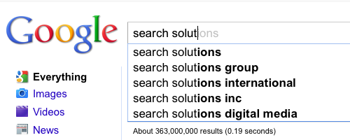 An example of Google's type-ahead search feature.