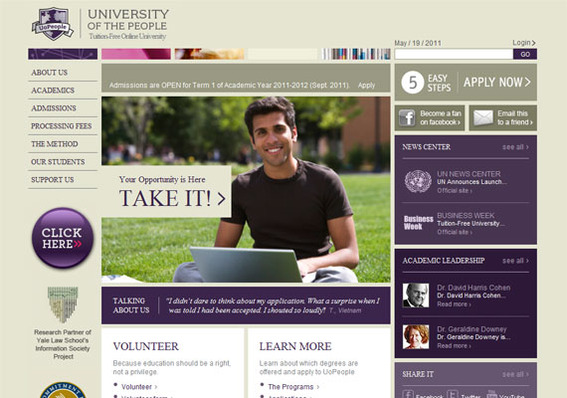 University of the People home page.