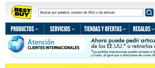 The Spanish version of Best Buy's website.