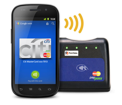 Phones equipped with Google Wallet will communicate with merchant pin pads via near field communication or NFC.