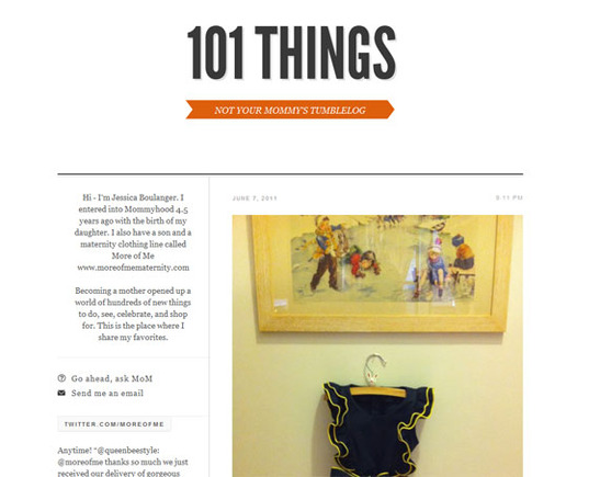 More of Me's 101 Things Tumblr blog has a sophisticated look to match its brand.