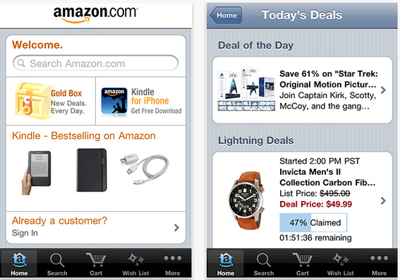 Amazon's iPhone app offers many features, including the ability to scan bar codes and compare prices.