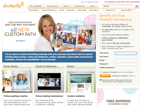 Shutterfly offers online print services.