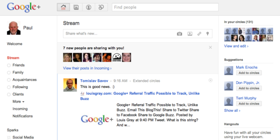 Stream is to Google+ what Newsfeed is to Facebook.